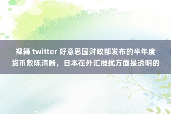 裸舞 twitter 好意思国财政部发布的半年度货币敷陈清晰，日本在外汇搅扰方面是透明的